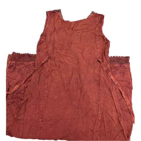 S.R Fashion Womens Orange Sleeveless V Neck Embroidered Maxi Dress Size XL - Picture 2 of 3